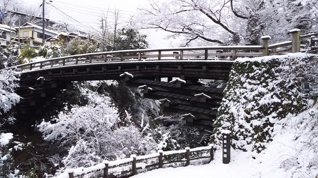 雪景色の猿橋